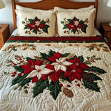 3-delt quiltet sengetøj - Poinsettia Charme