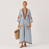 Kaftan Marina Blå Broderi