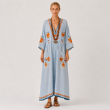Kaftan Marina Blå Broderi