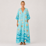 Kaftan Lucía Turquesa Marino