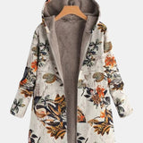 Elena | Boho Floral Sherpa Hættefrakke