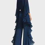 Aurora - Elegant komplet outfit i chiffon med flæser