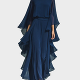 Aurora - Elegant komplet outfit i chiffon med flæser