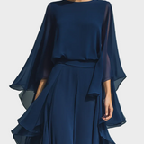 Aurora - Elegant komplet outfit i chiffon med flæser