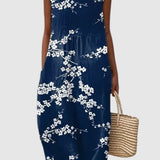 Tess – Elegant Midi-Kjole med Blomsterprint