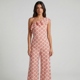 Jimena | Lang jumpsuit med geometrisk forårsmønster